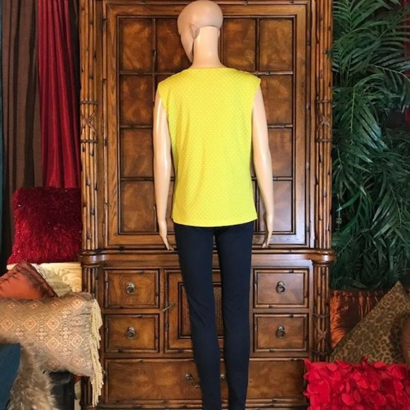 Jones New York Lime Dot Drape Front Sleeveless Top - Picture 4 of 12